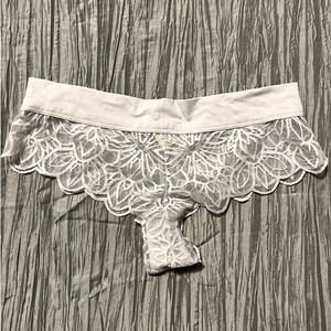 NWT Victoria's Secret PINK light gray extra low rise lace cheekster panties -Med